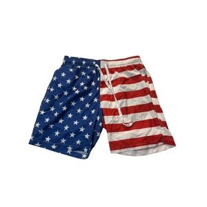 Carbon American Flag Swim Trunks Mens Medium USA Board Shorts Red White Blue